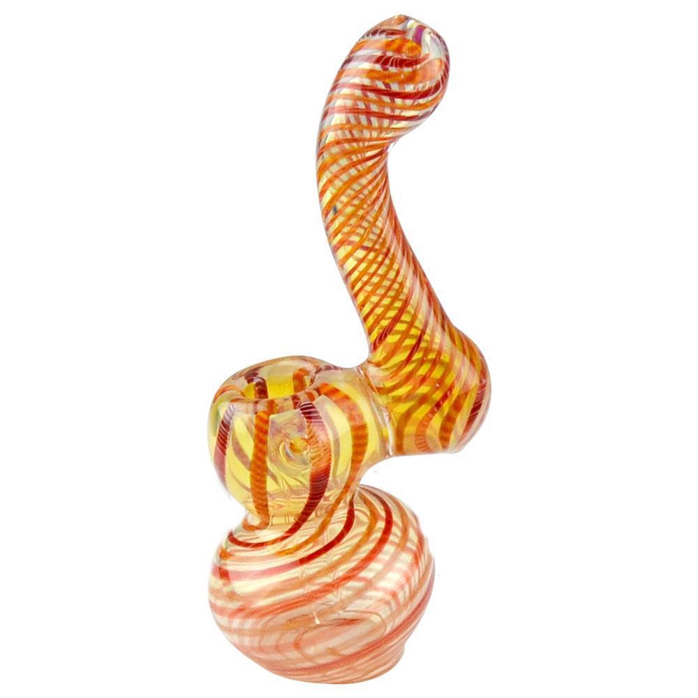 Yellow & Red Swirl Glass Bubbler Flower Power Packages Clear Red 