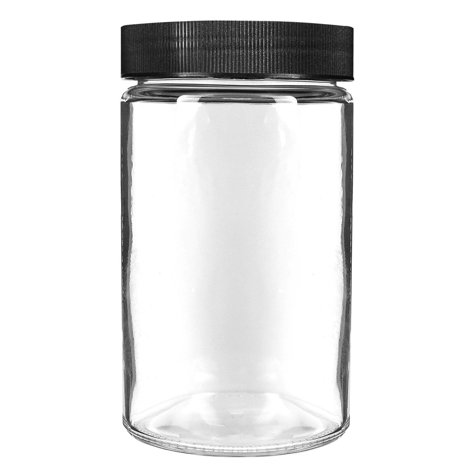 10oz Glass Jars with Black Caps - 14 Grams - 72 Count at Flower Power Packages