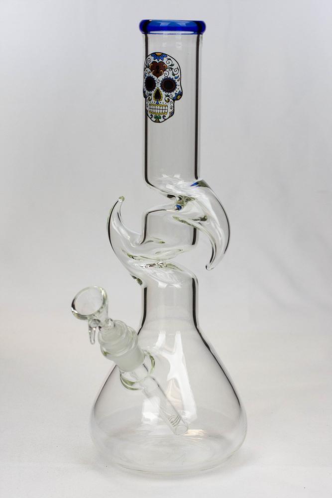 12" kink zong water pipe Type A Flower Power Packages Skull Face 