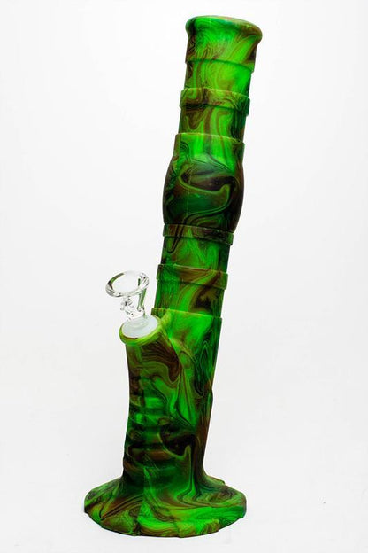 13" Detachable silicone straight Green tube water bong Flower Power Packages Pattern A 