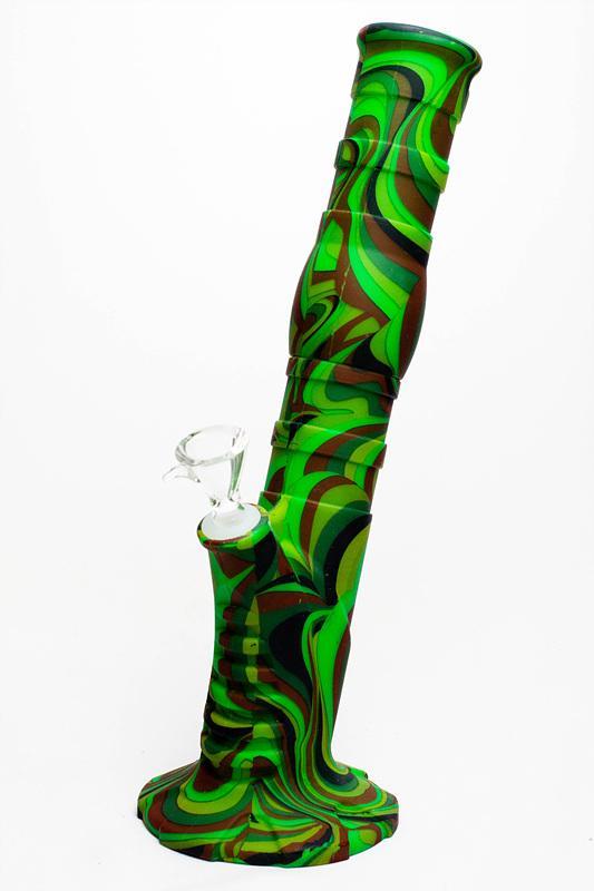 13" Detachable silicone straight Green tube water bong Flower Power Packages Pattern B 