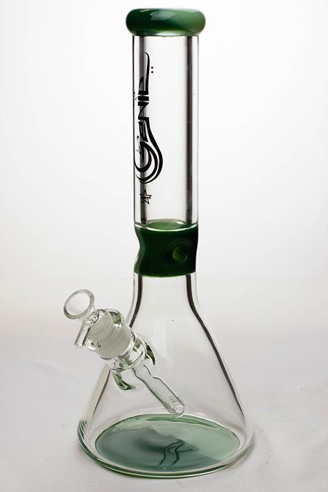 13 in. Genie 9 mm glass beaker water bong Flower Power Packages Green-Jade 