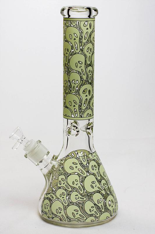 13.5" Glow in the dark 9 mm glass water bong - 19084 Flower Power Packages 