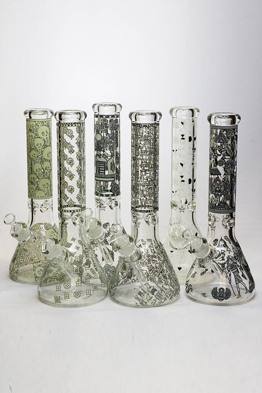 13.5" Glow in the dark 9 mm glass water bong - 19084 Flower Power Packages 