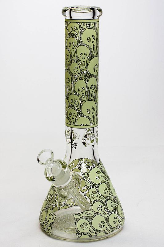 13.5" Glow in the dark 9 mm glass water bong - 19084 Flower Power Packages A 