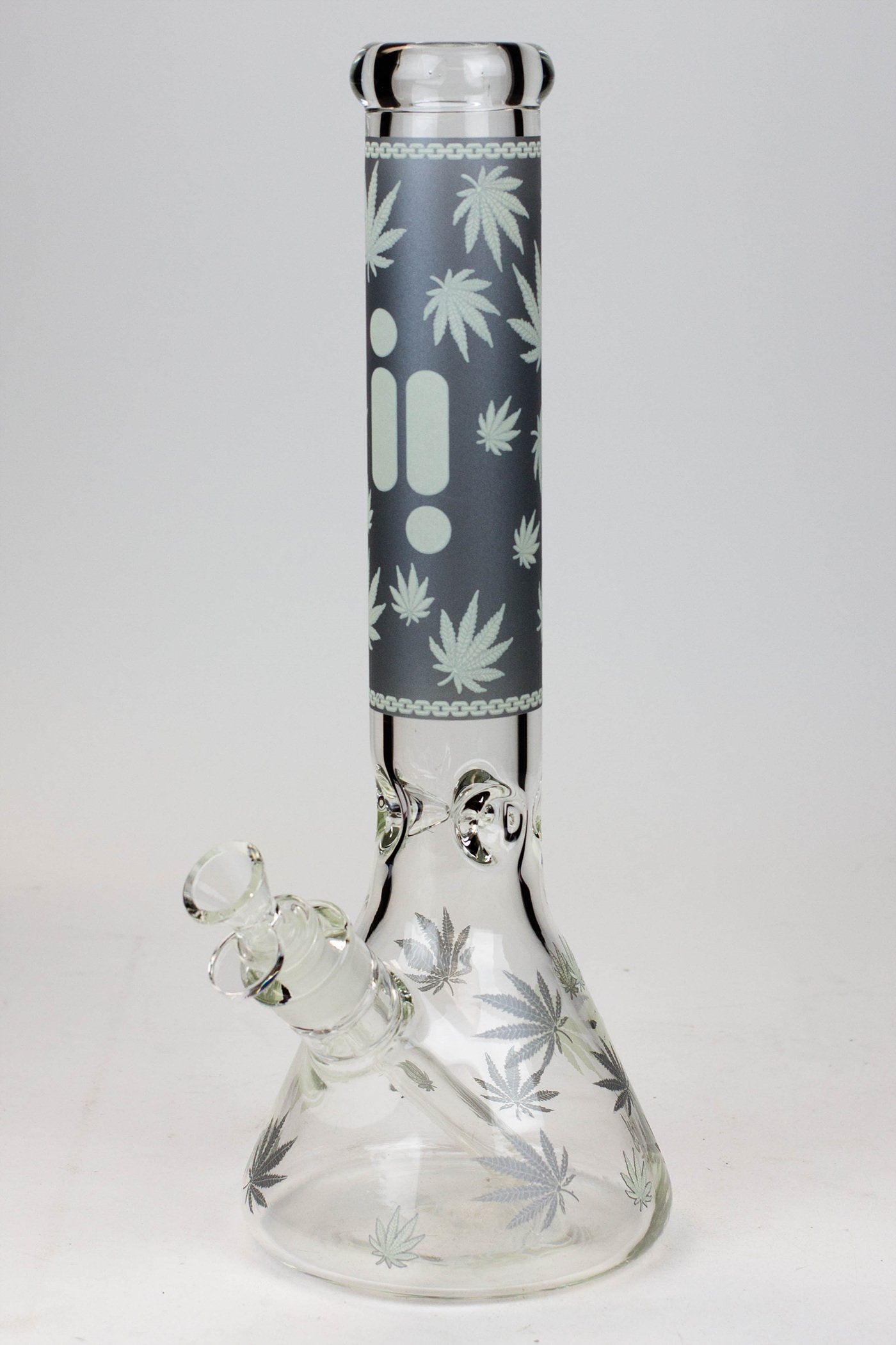 14" Infyniti Leaf Glow in the dark 7 mm glass bong Flower Power Packages Grey 