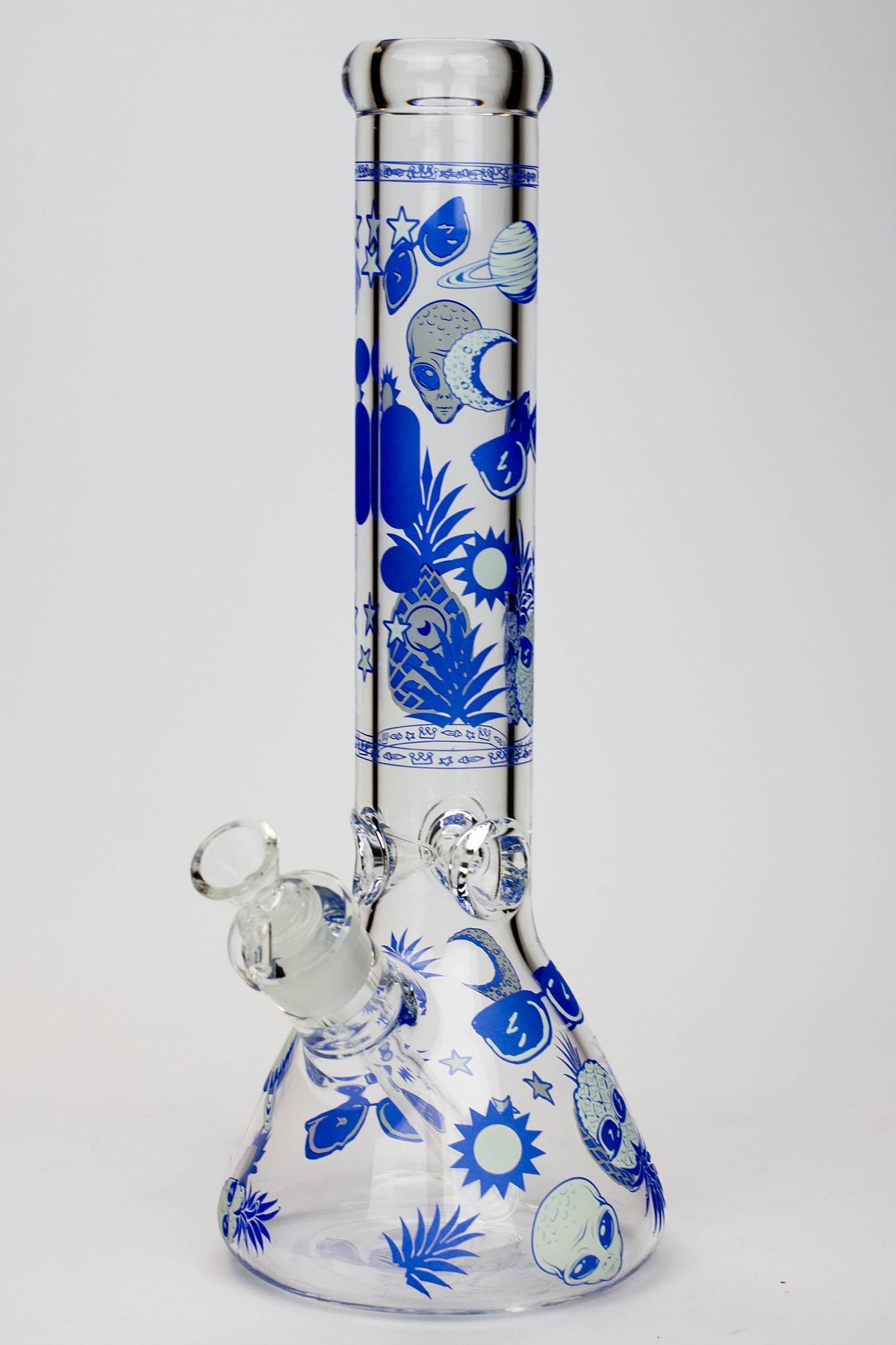 14" Infyniti Pineapple Glow in the dark 7 mm glass bong Flower Power Packages Blue 