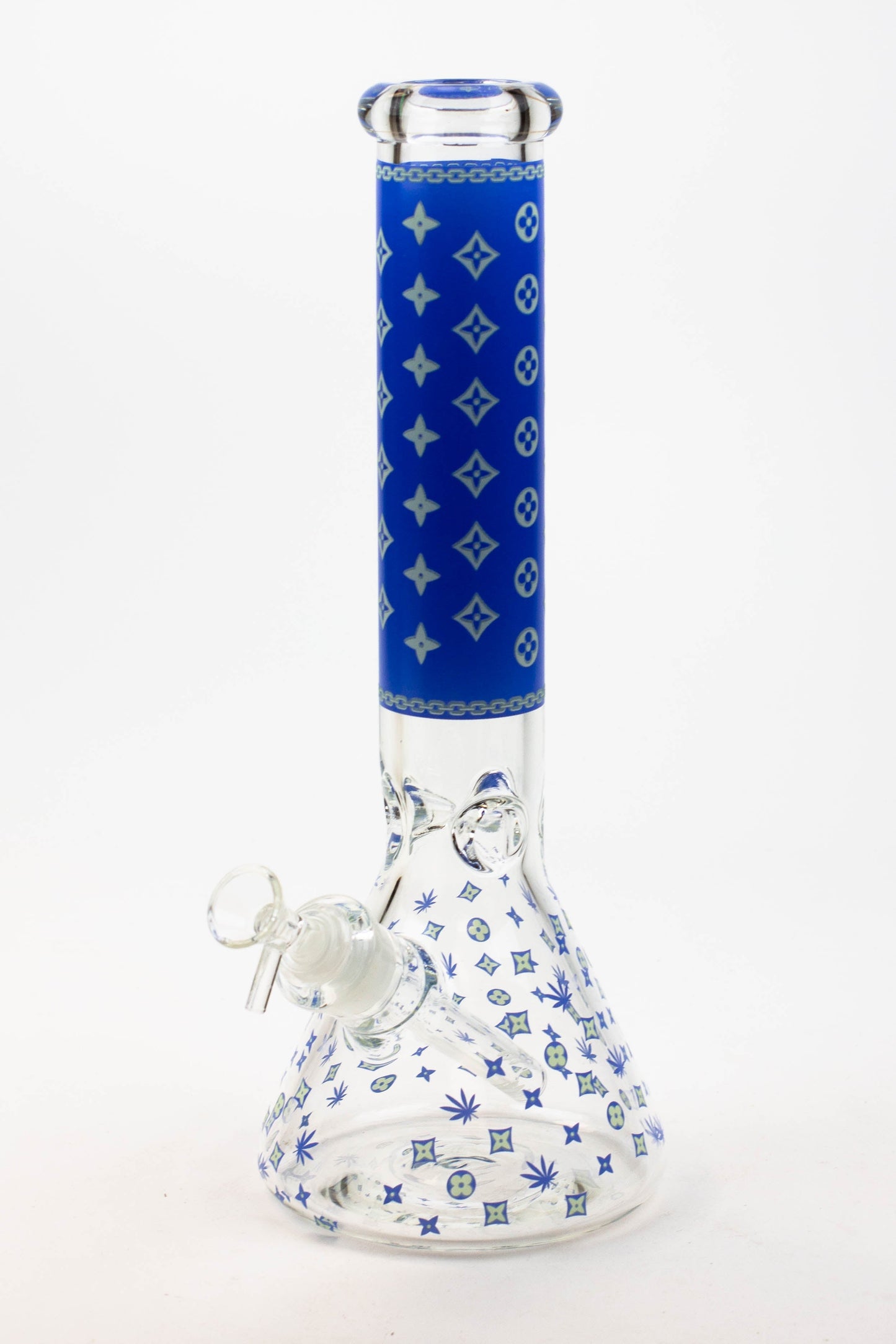 14" Luxury Patten Glow in the dark 7 mm glass bong [A24] Flower Power Packages Blue 