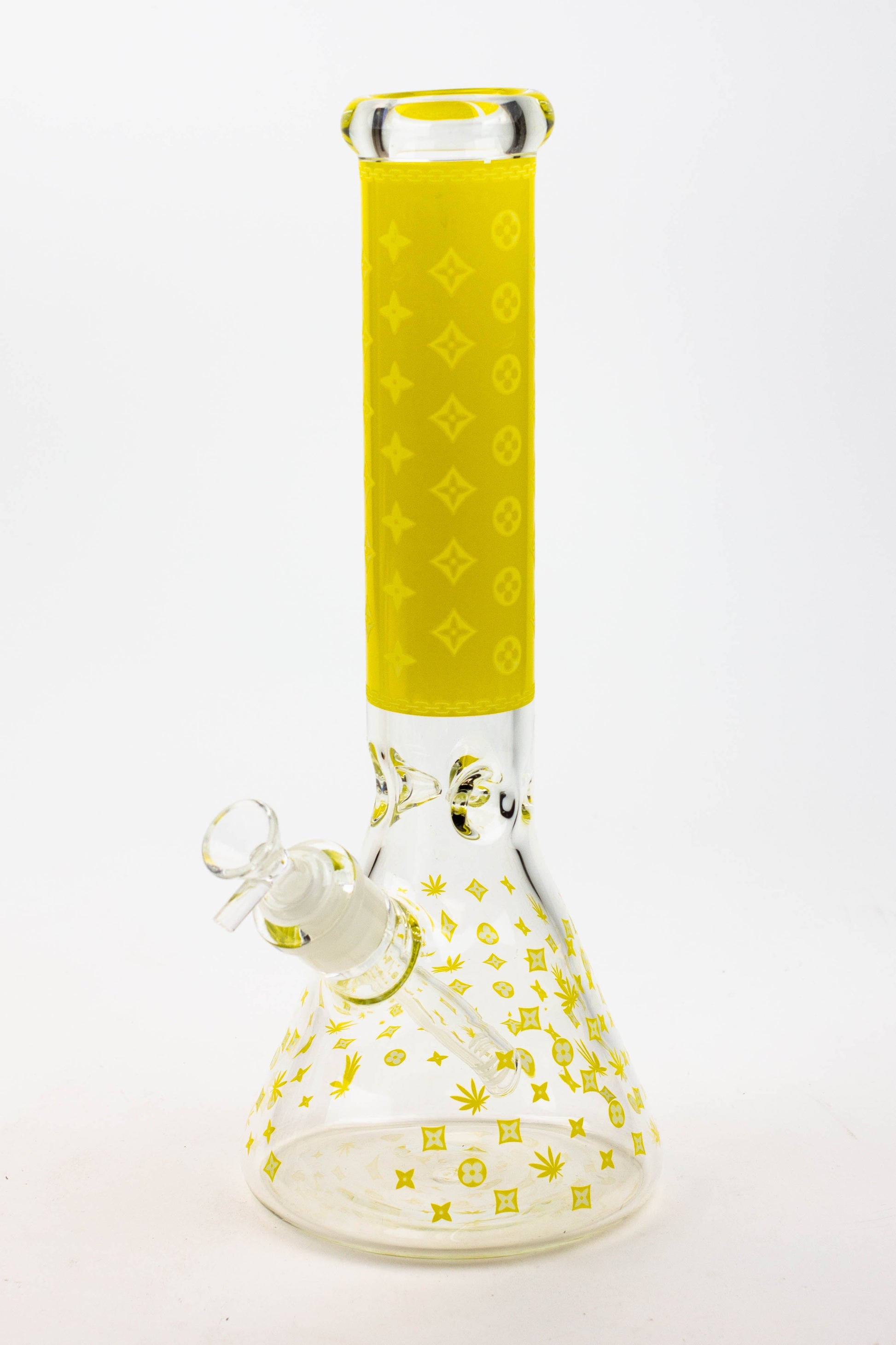 14" Luxury Patten Glow in the dark 7 mm glass bong [A24] Flower Power Packages Yellow 