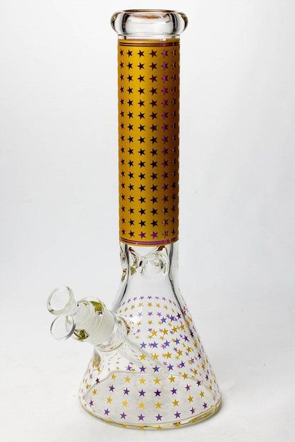 14" Star 7 mm glass water bong Flower Power Packages gold 