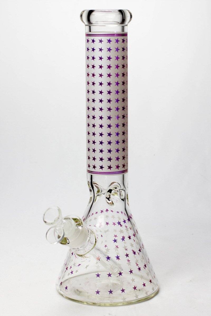 14" Star 7 mm glass water bong Flower Power Packages White 