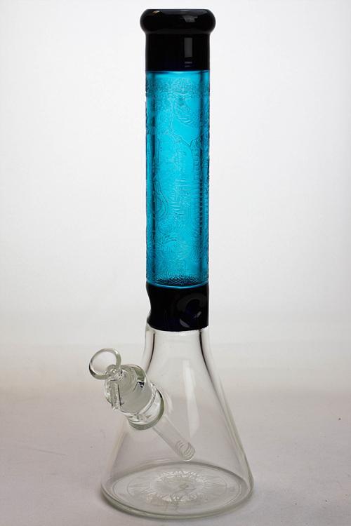 15" Genie 9 mm sandblasted artwork glass water bong Flower Power Packages Blue 