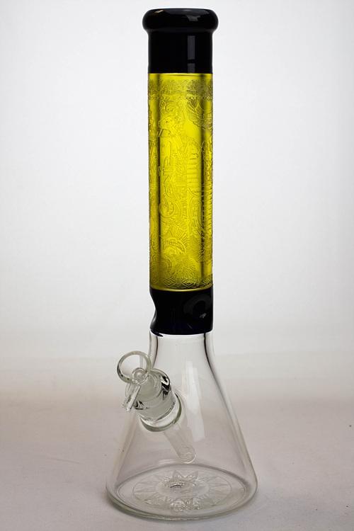 15" Genie 9 mm sandblasted artwork glass water bong Flower Power Packages Yellow 