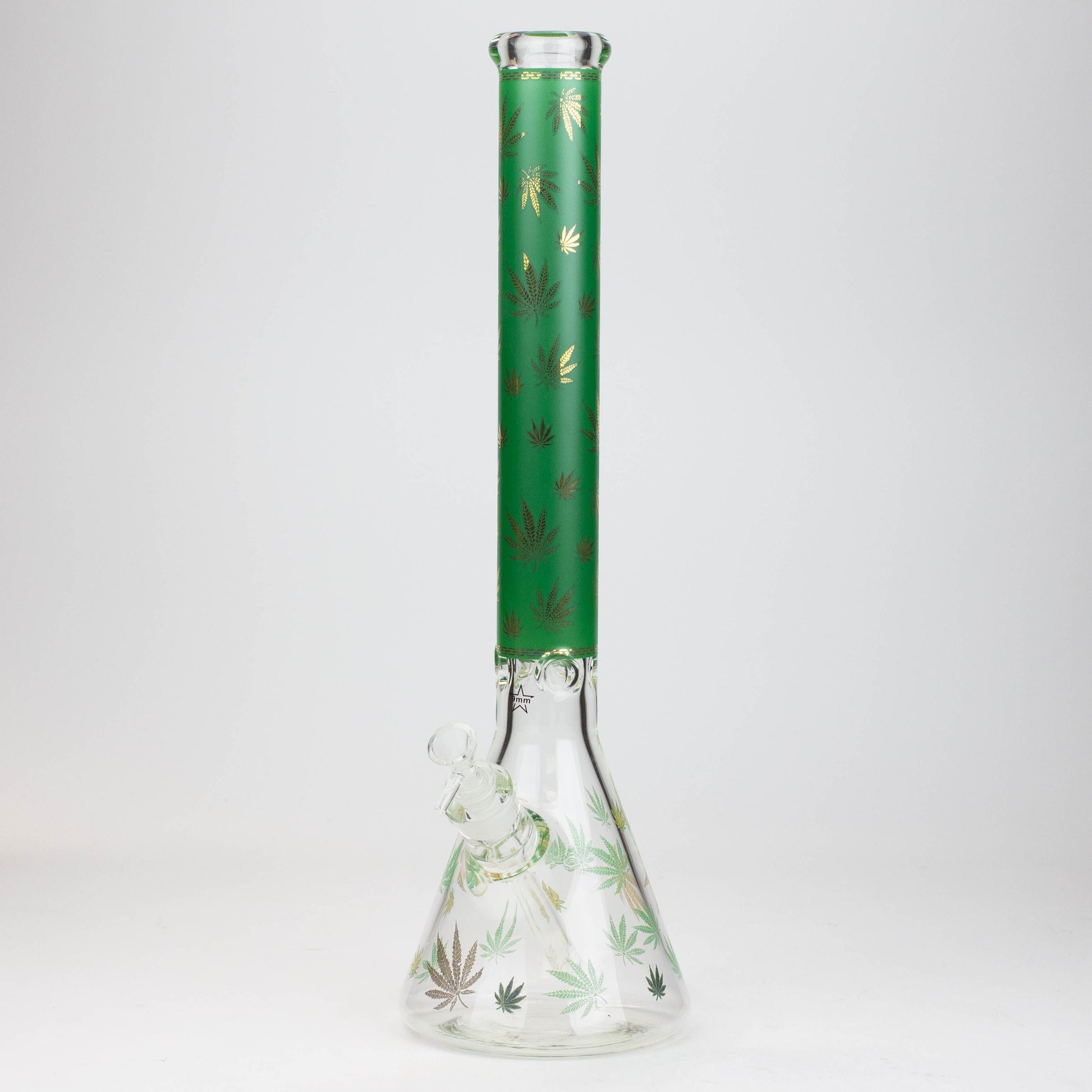 19.5" Gold leaf 9 mm glass water bong Smoke Drop Green-C 
