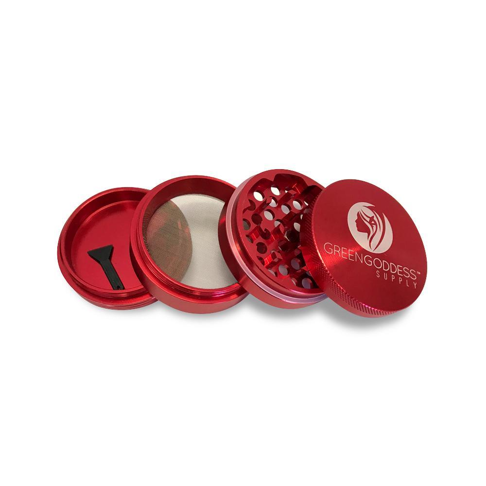 2.5" 4-Piece Aluminum Grinder - Red at Flower Power Packages