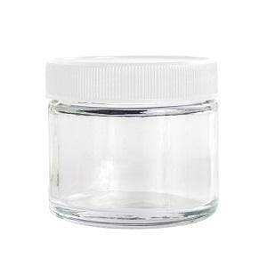 2oz Glass Jar Screw Top - Clear Jar with White Lid (168 Count or 240 Count) Flower Power Packages 