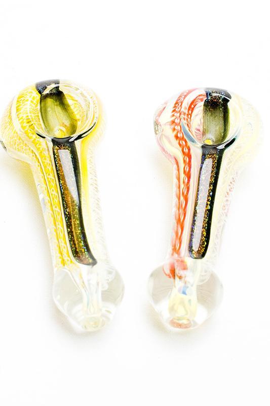3.5" Heavy dichronic 6237 Glass Spoon Pipe Flower Power Packages 