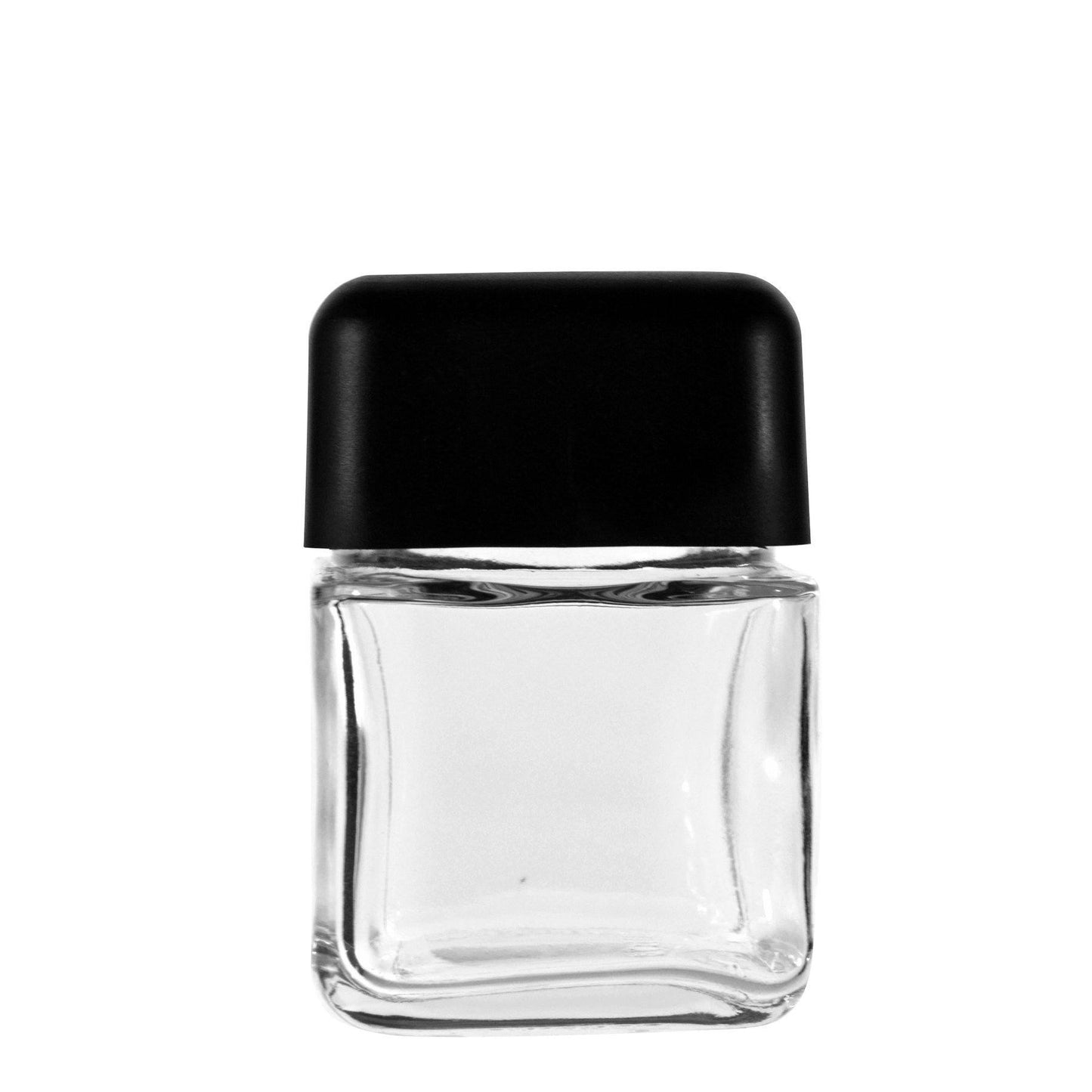 3oz Square Clear Glass Jars With Black Lid Child Resistant (80 Count) at Flower Power Packages