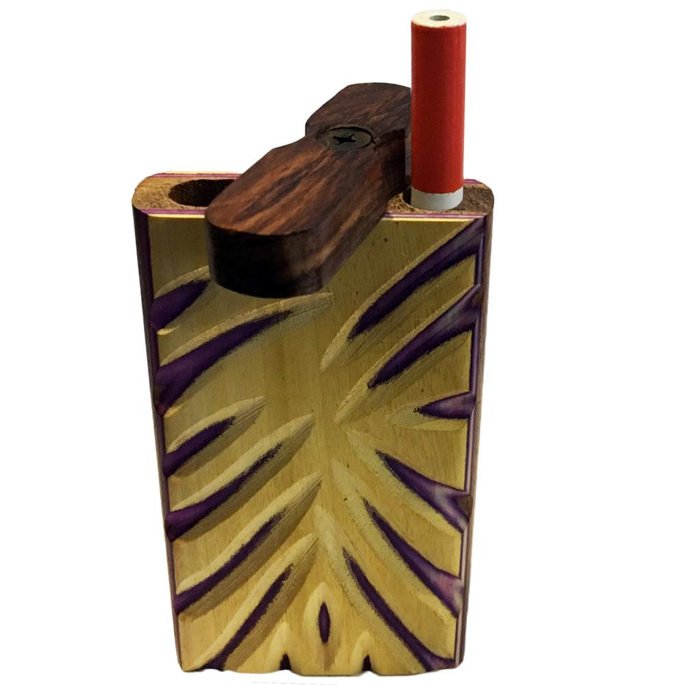 4" Carved Wood Swivel Cap Dugout - Yellow/Purple Flower Power Packages 
