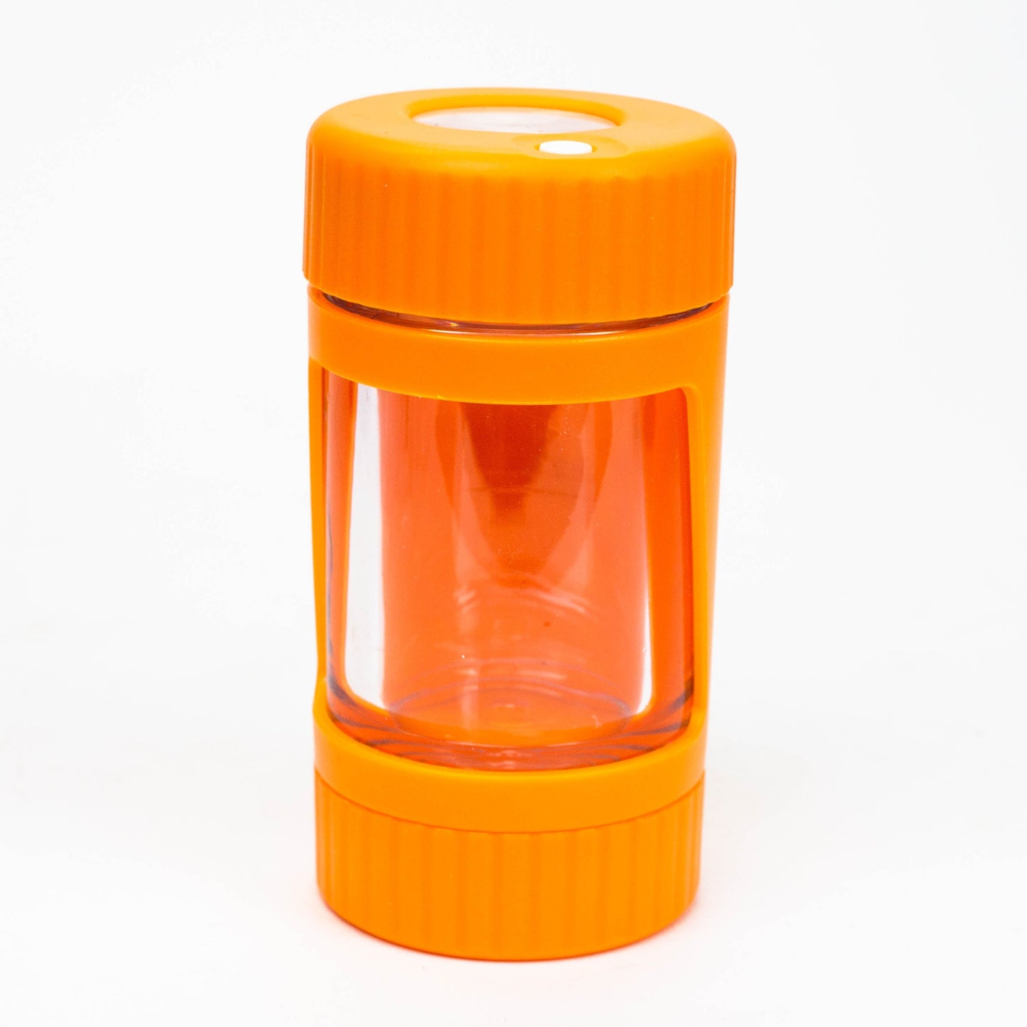 4-in-1 Magnify Led Jar with a grinder and one hitter Smoke Drop Orange 