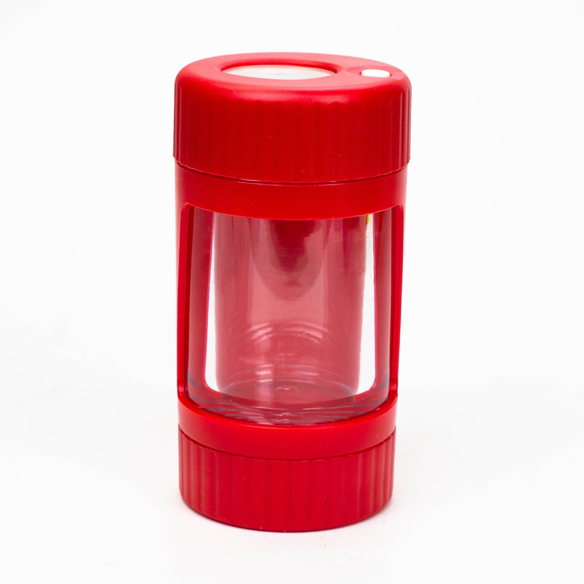 4-in-1 Magnify Led Jar with a grinder and one hitter Smoke Drop Red 