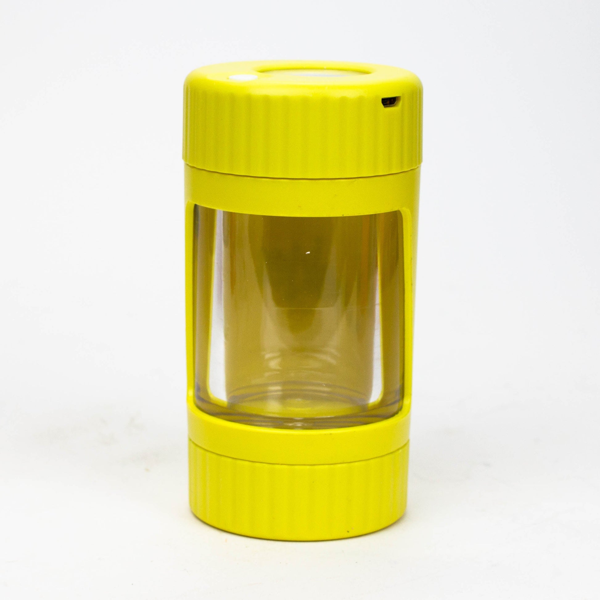 4-in-1 Magnify Led Jar with a grinder and one hitter Smoke Drop Yellow 