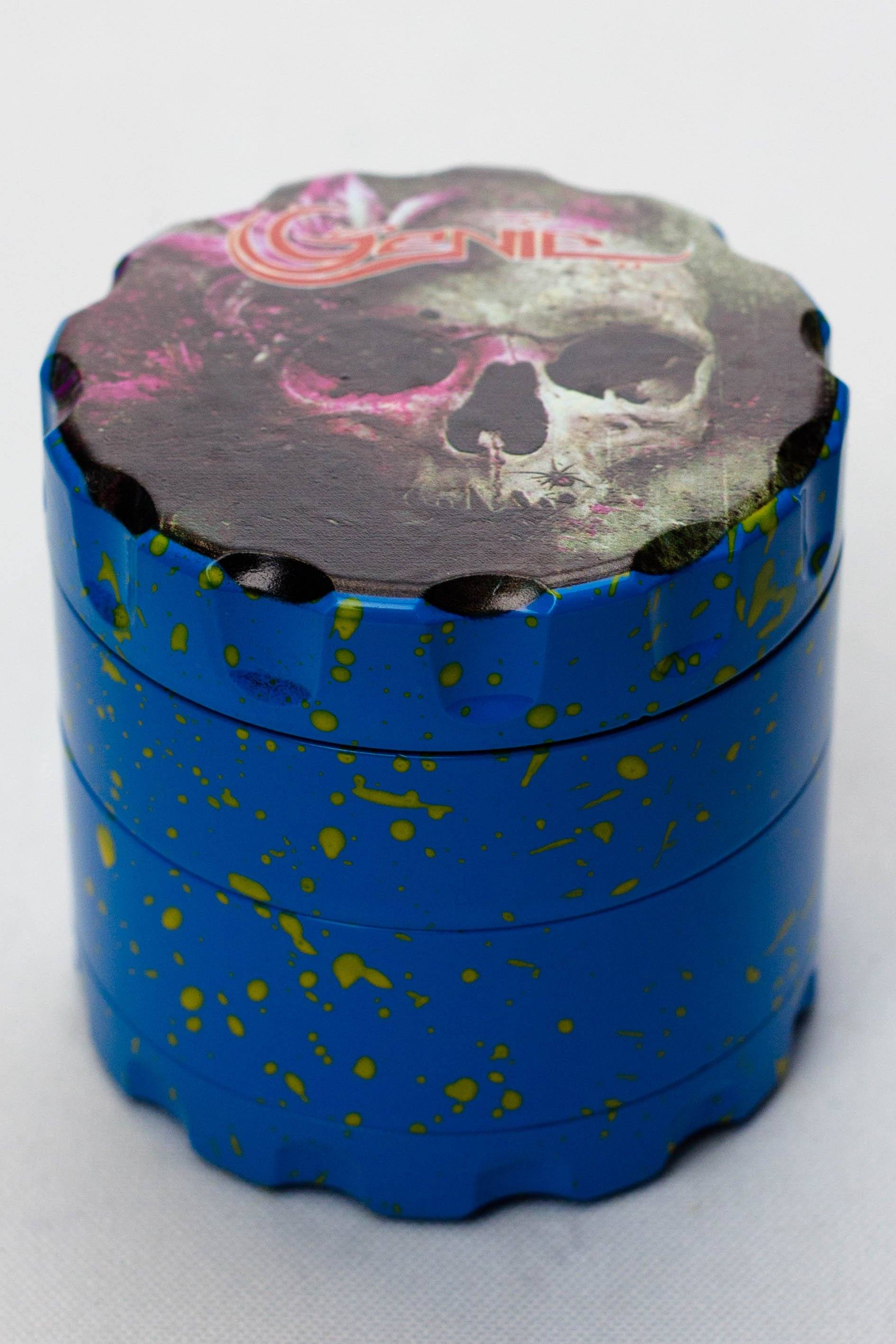 4 parts skull graphic printed large metal grinder Flower Power Packages Blue-5039 