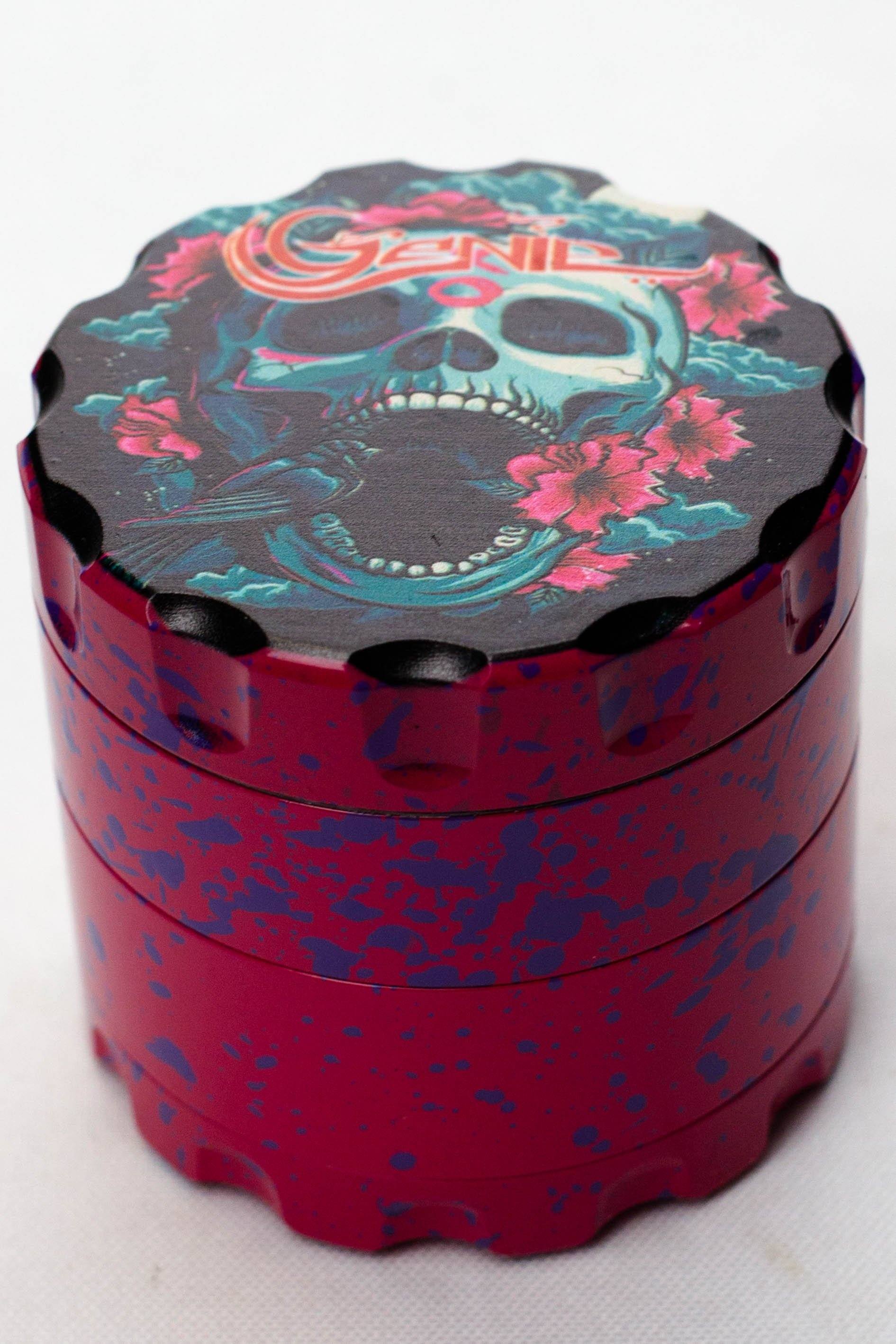 4 parts skull graphic printed large metal grinder Flower Power Packages Pink-5042 