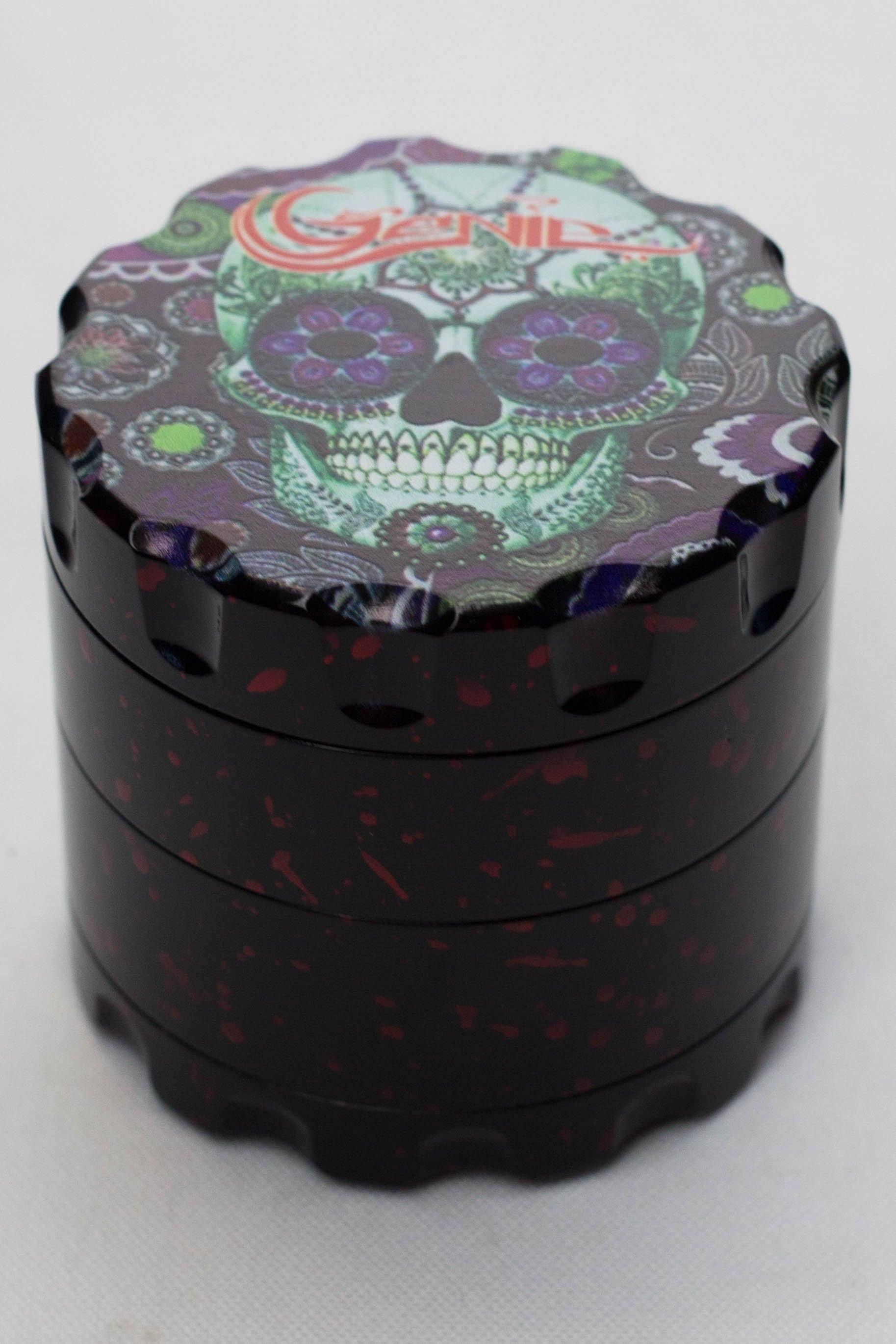 4 parts skull graphic printed large metal grinder Flower Power Packages Red-5038 