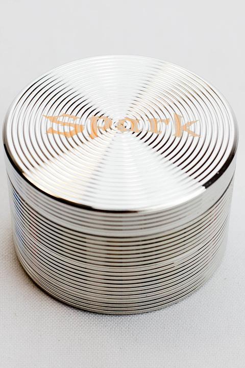 4 parts Spark aluminum grinder Flower Power Packages Silver 