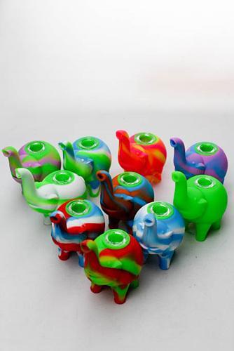 4.5" Genie elephant Silicone hand pipe with glass bowl Flower Power Packages 