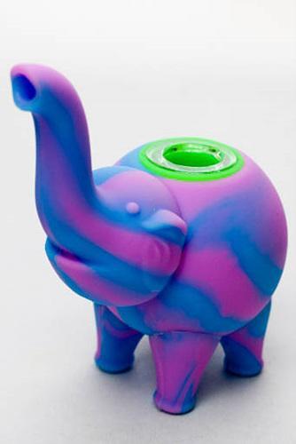 4.5" Genie elephant Silicone hand pipe with glass bowl Flower Power Packages BL-PK-4906 