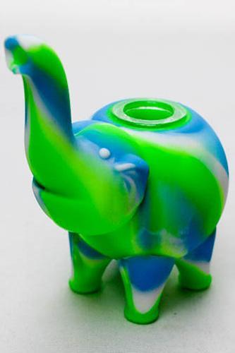 4.5" Genie elephant Silicone hand pipe with glass bowl Flower Power Packages GR-BL-4909 