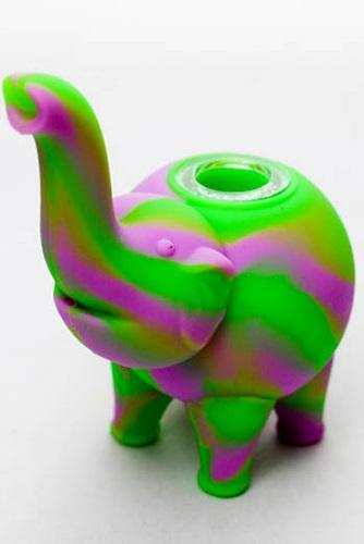 4.5" Genie elephant Silicone hand pipe with glass bowl Flower Power Packages GR-PK-4907 