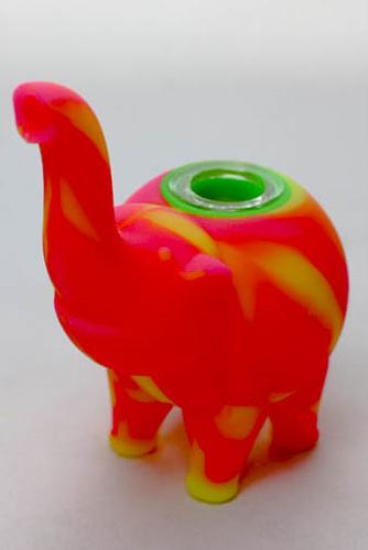 4.5" Genie elephant Silicone hand pipe with glass bowl Flower Power Packages PK-YL-4910 