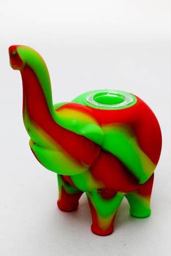 4.5" Genie elephant Silicone hand pipe with glass bowl Flower Power Packages RASTA-4903 