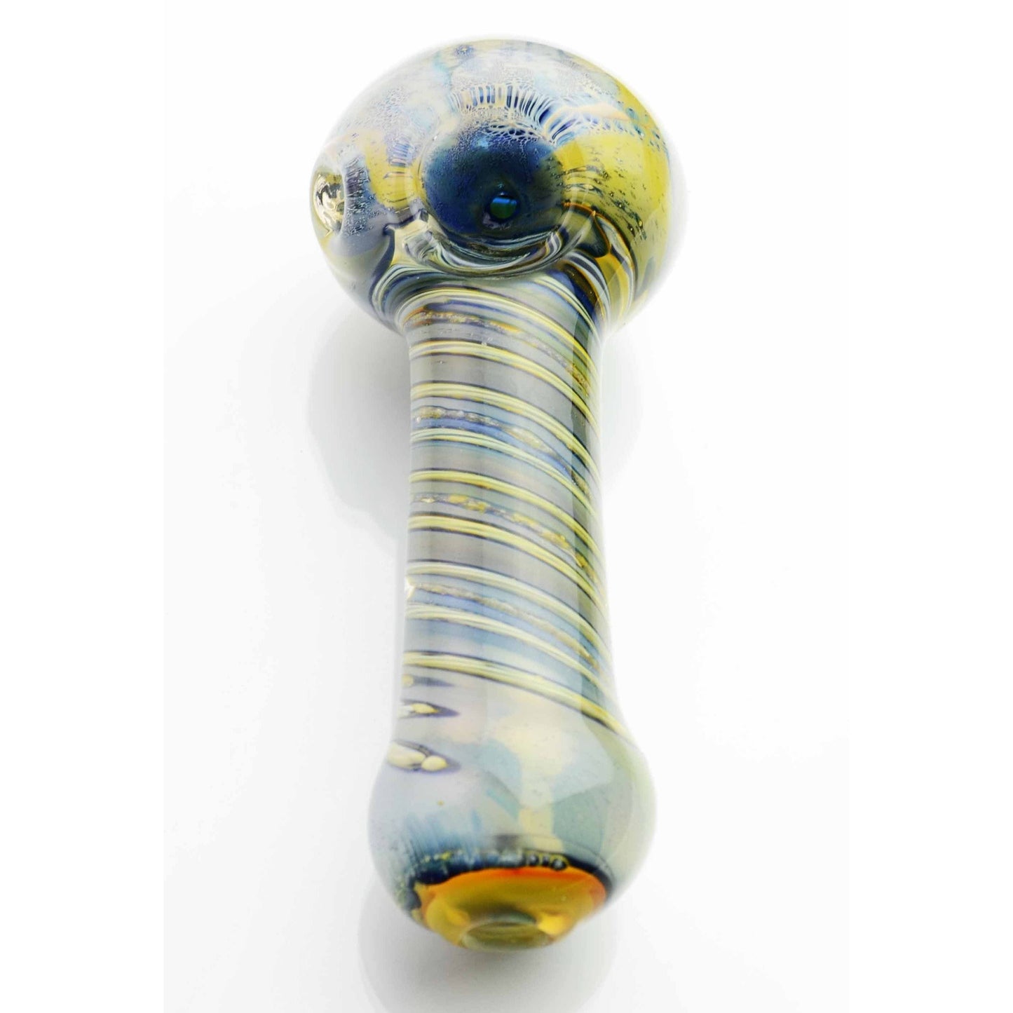 4.5" Glass Hand Pipe Round Lining on Handle Assorted Colors Flower Power Packages 