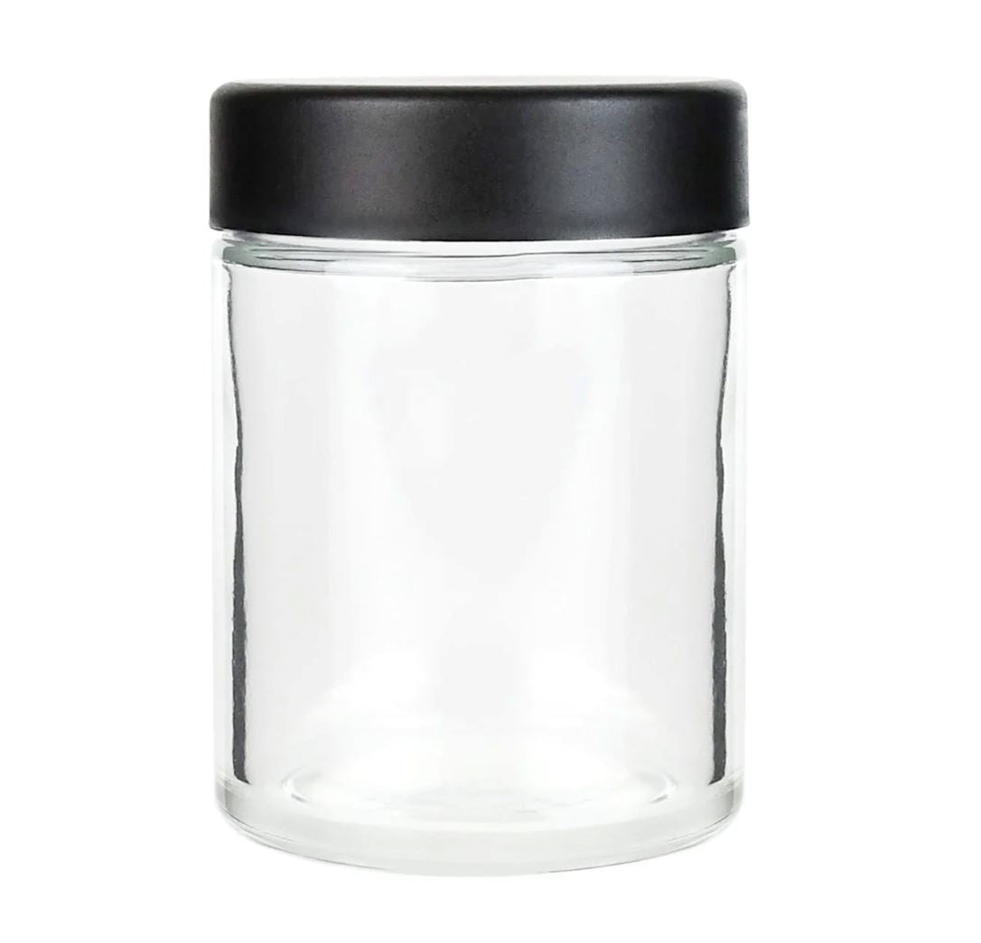 4oz Child Resistant Glass Jars w/Black Caps 7 Grams 1 COUNT Sample Flower Power Packages 
