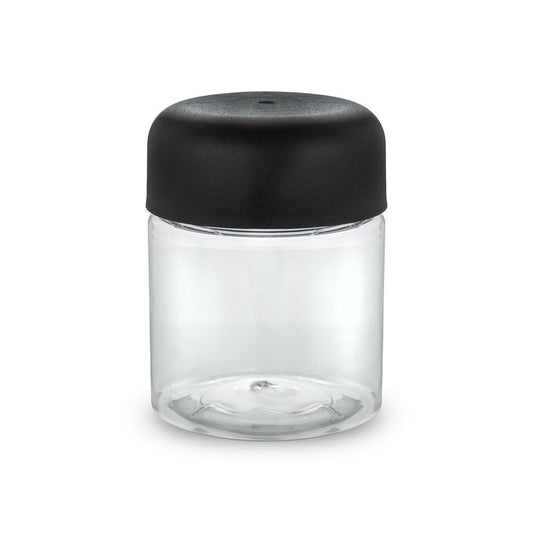 4oz Plastic PET Jar - Clear With (Black or White) Child Resistant Lid (100 Count) Flower Power Packages Black Cap 