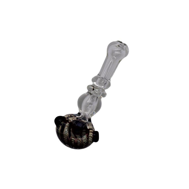 5" Clear Tube Color Frit Ball Head Hand Pipe - (1 Count) Flower Power Packages 