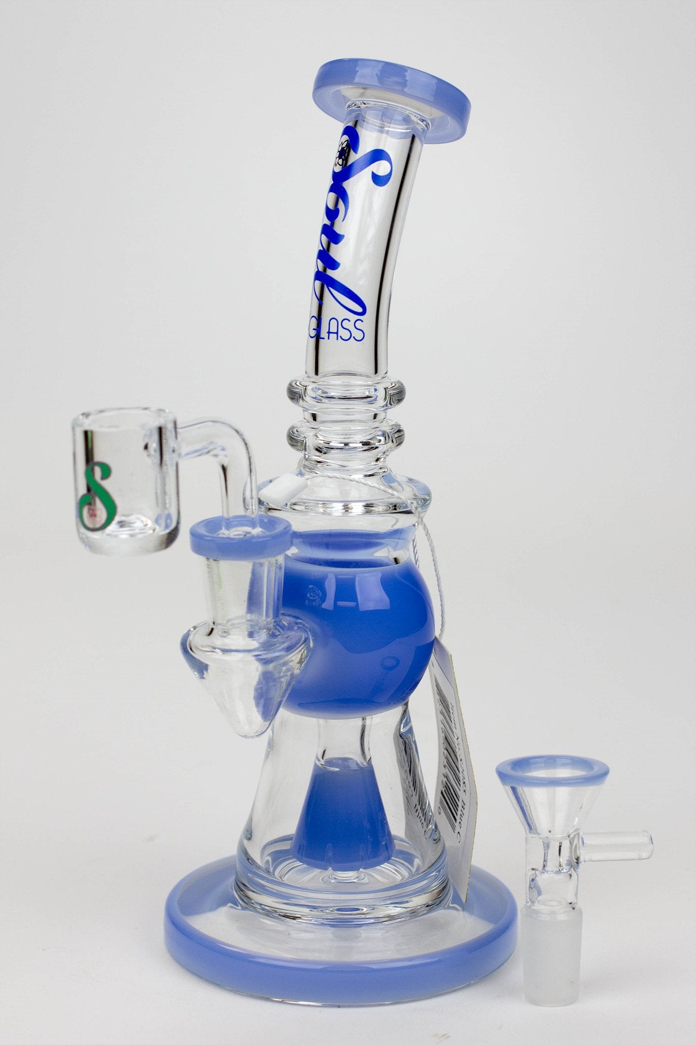 8.2" SOUL Glass 2-in-1 Cone diffuser glass bong Flower Power Packages Blue 