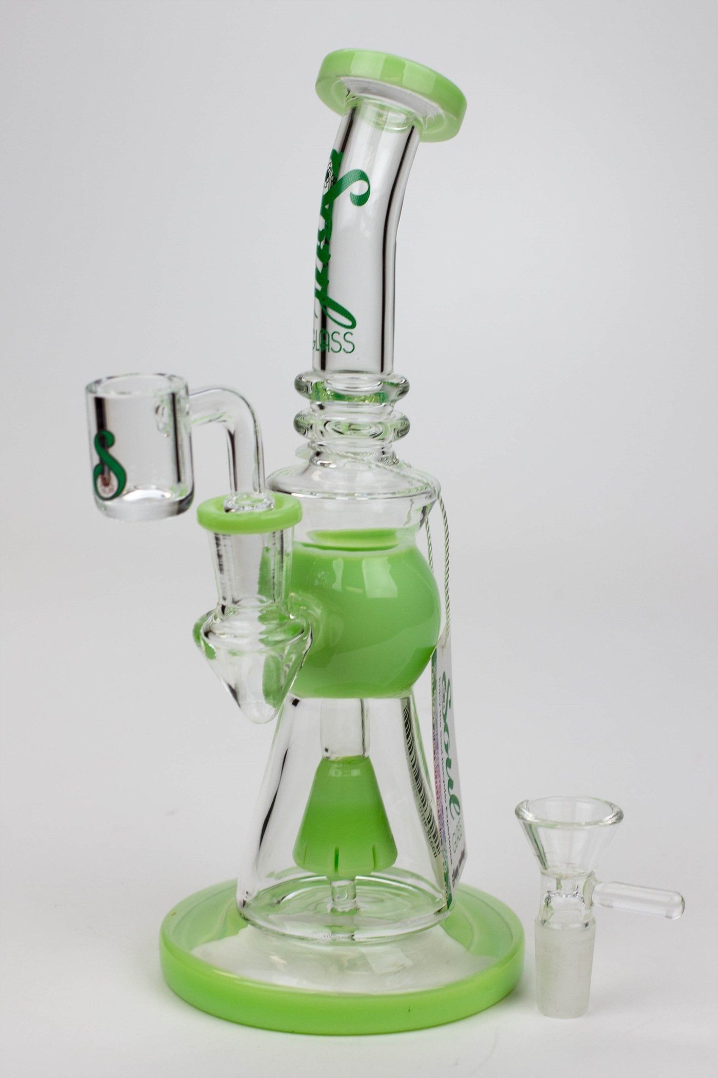 8.2" SOUL Glass 2-in-1 Cone diffuser glass bong Flower Power Packages Green 