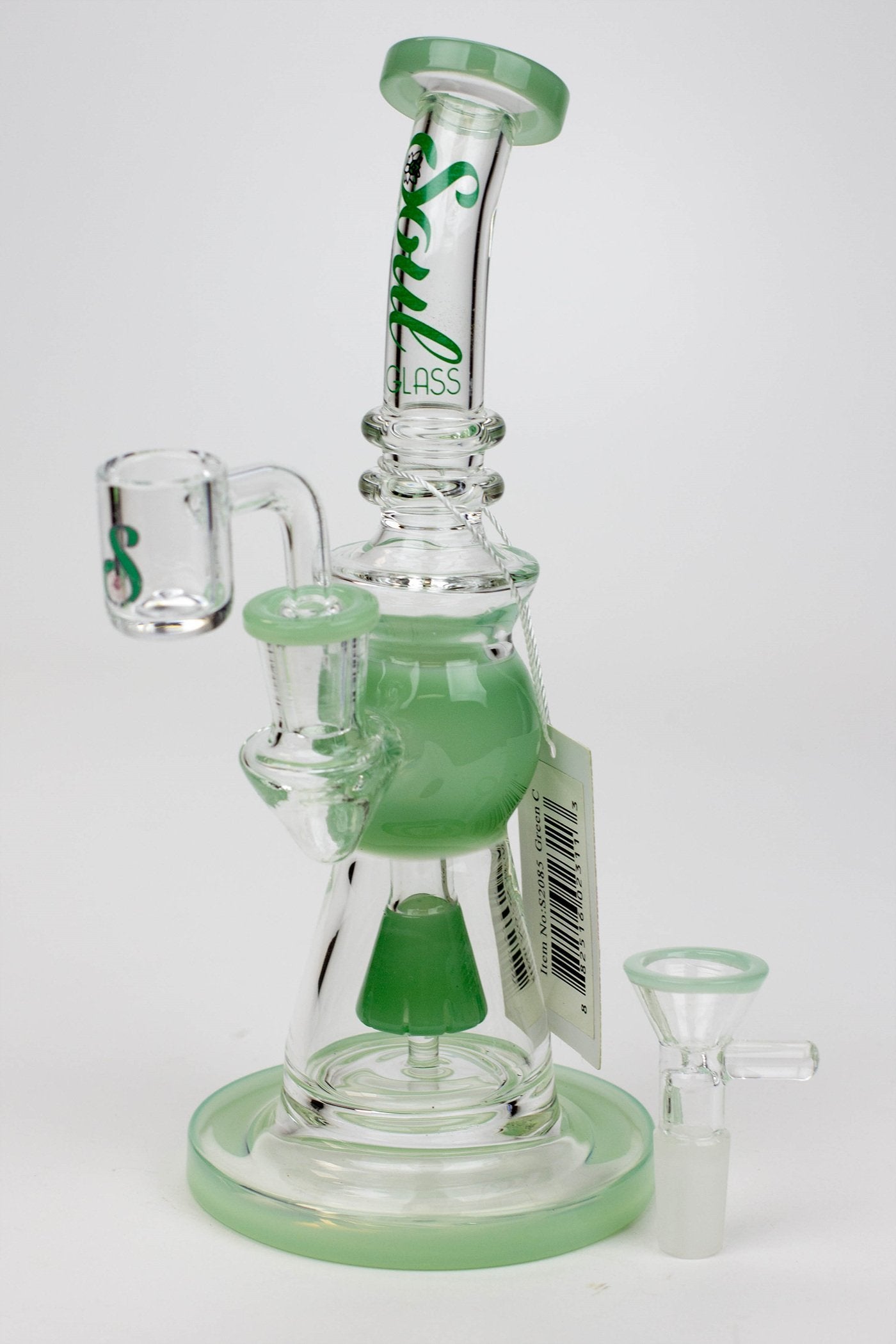 8.2" SOUL Glass 2-in-1 Cone diffuser glass bong Flower Power Packages Jade 
