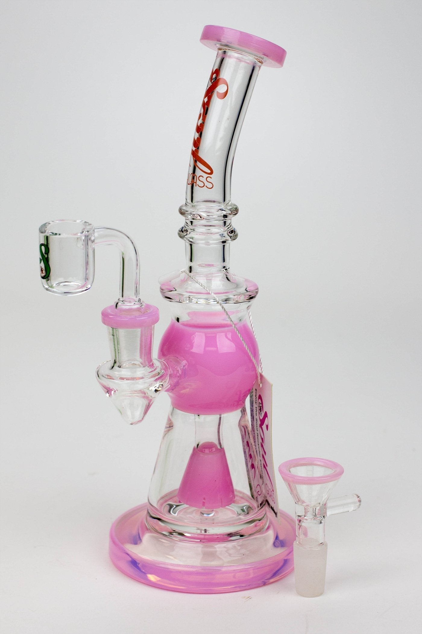8.2" SOUL Glass 2-in-1 Cone diffuser glass bong Flower Power Packages Pink 