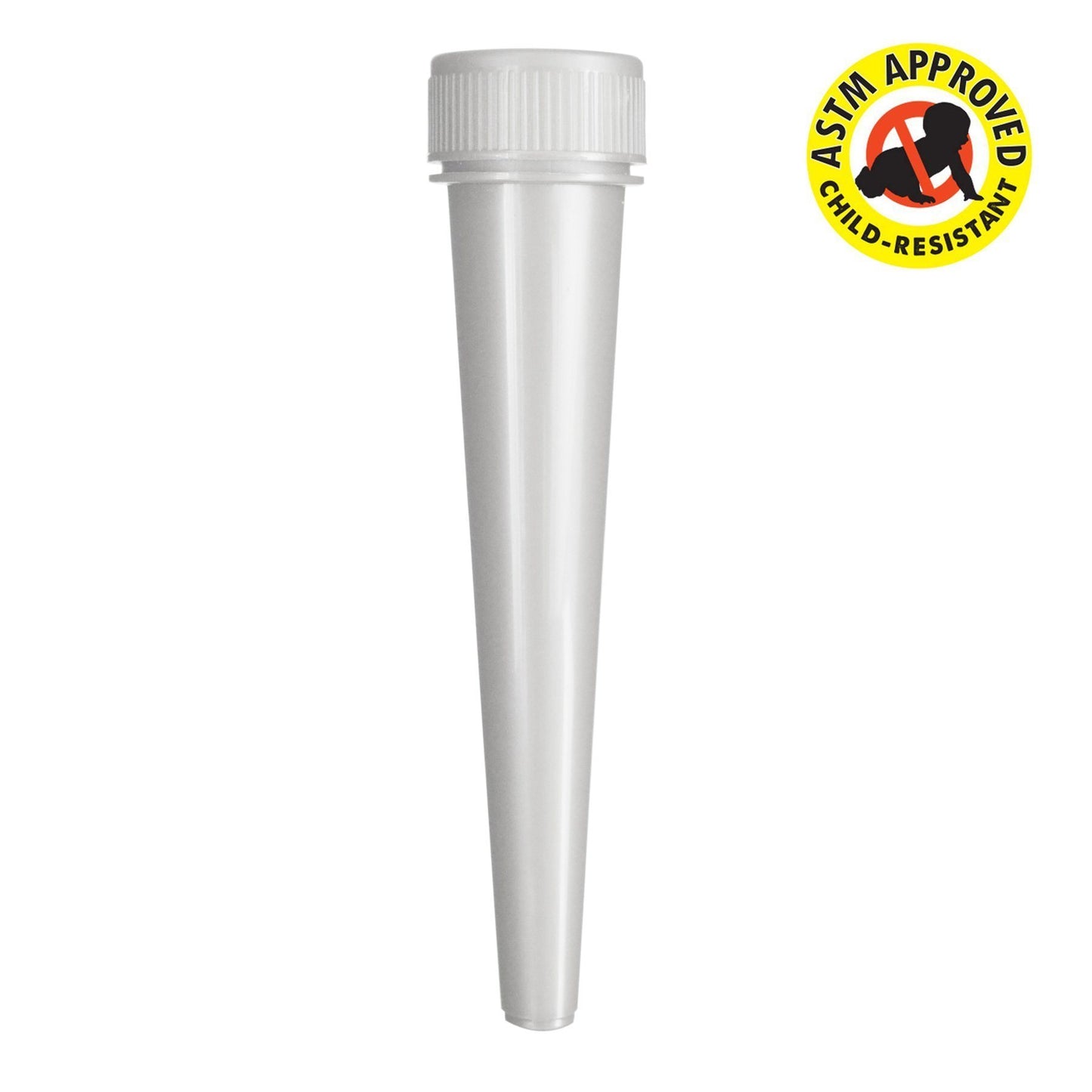 98mm Conical Tube Black, Gold or White Child Resistant (850 Count) Flower Power Packages White 