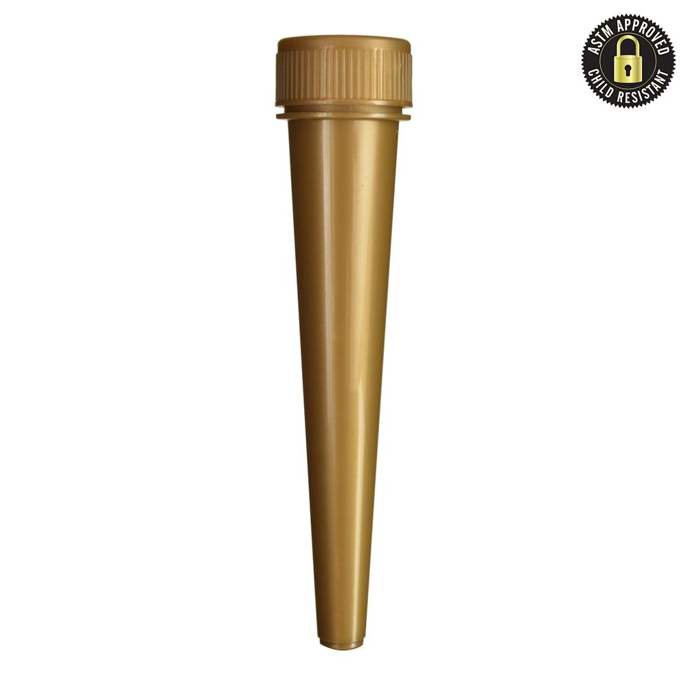 98mm Conical Tube Black & Gold With Child Resistant Cap (1000 Count) Flower Power Packages Gold 