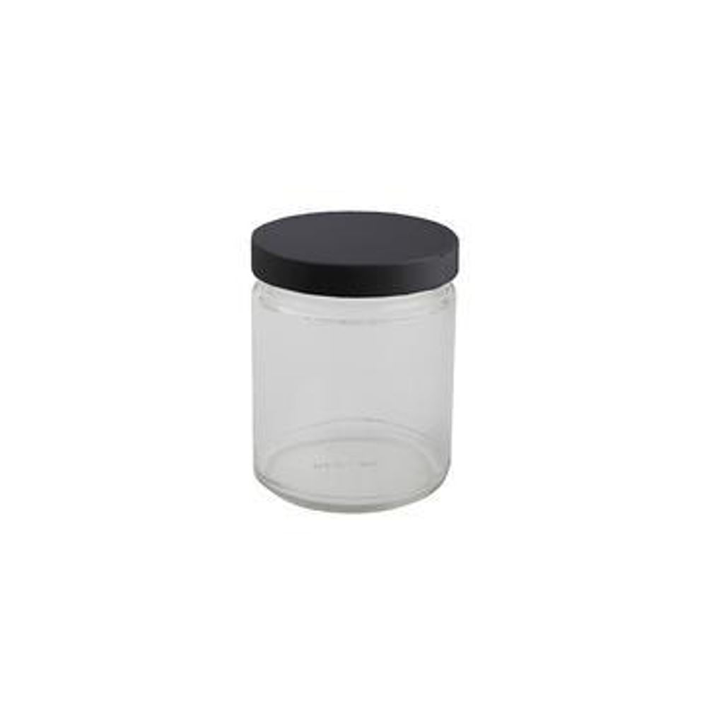 9oz Glass Jar with Black Lid (12 Count) at Flower Power Packages