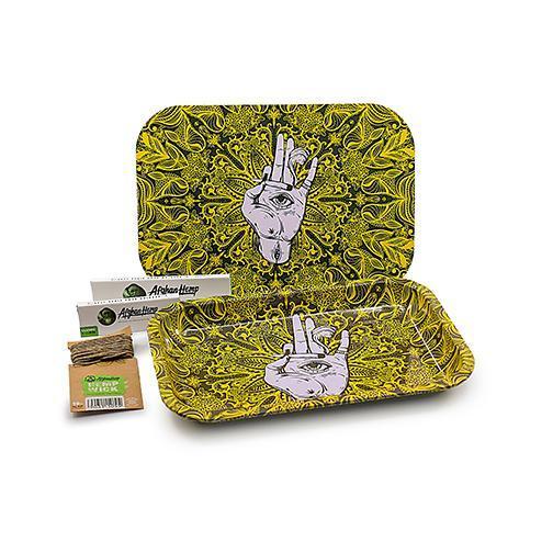 Afghan Hemp - Metal Tray Kit w/ Magnetic Lid [2020 colors] Flower Power Packages Yellow 