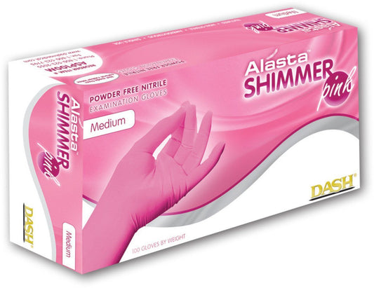Alasta Shimmer Pink Powder Free Nitrile Exam Gloves (Case) at Flower Power Packages