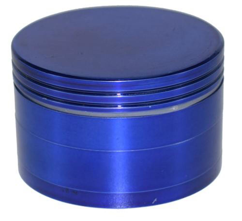 Aluminum Color - 63mm 4 Part Grinder - 1ct (Various Colors) Flower Power Packages Blue 